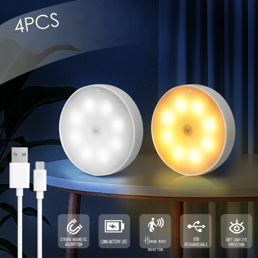 Motion Sensor Rechargeable Lights (4pcs)