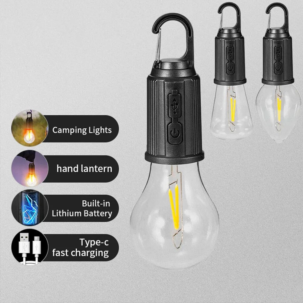 Rechargeable Hanging LED Light Bulbs for Backyards,Camping, and Backpacking