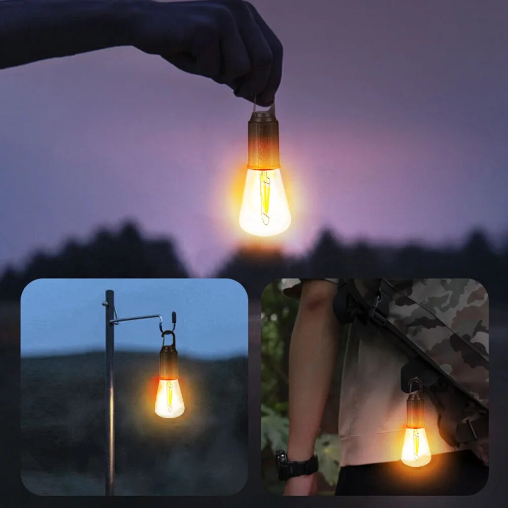 Rechargeable Hanging LED Light Bulbs for Backyards,Camping, and Backpacking