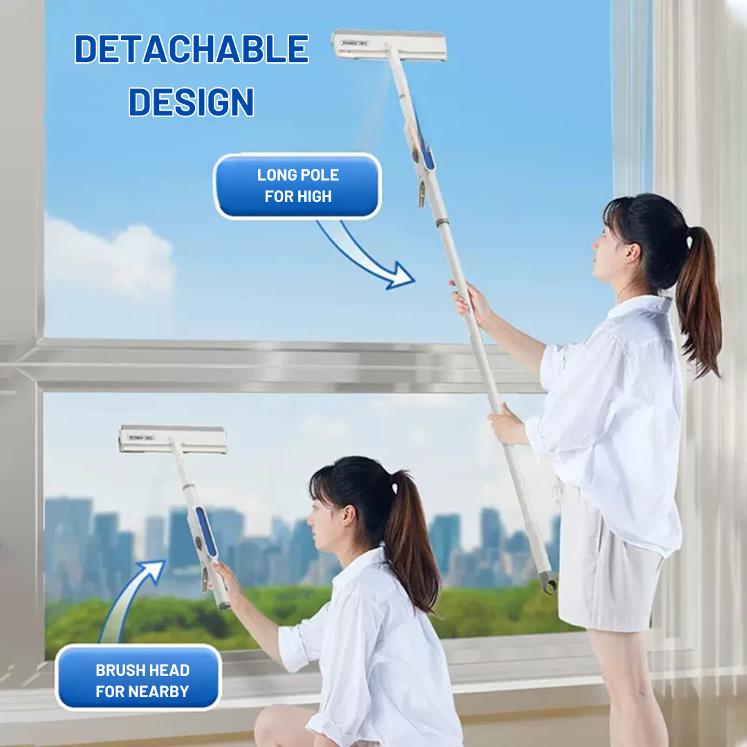 2 in 1 Window Squeegee & Spray Cleaner with Long Pole