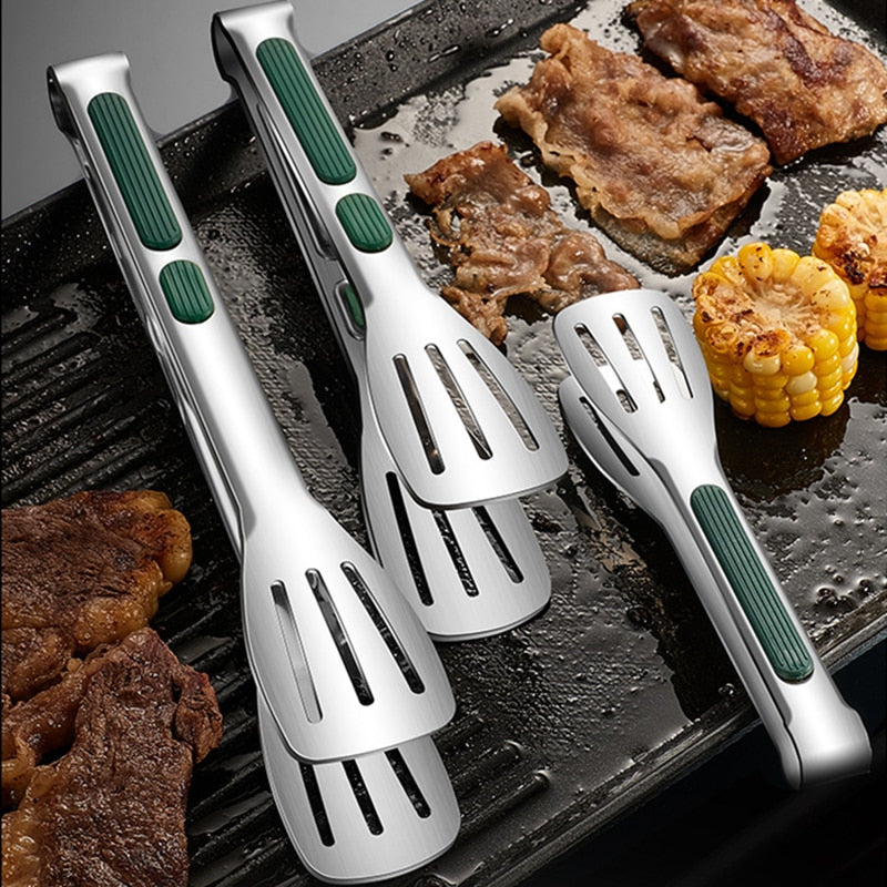 Non-Slip Stainless Steel Food Tongs